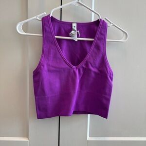 Athleta Aurora Seamless Crop Rib Tank Purple new with no tag